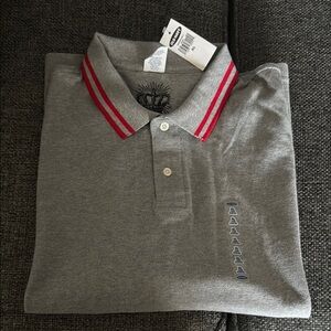 Gray Polo Shirt with Red Accents